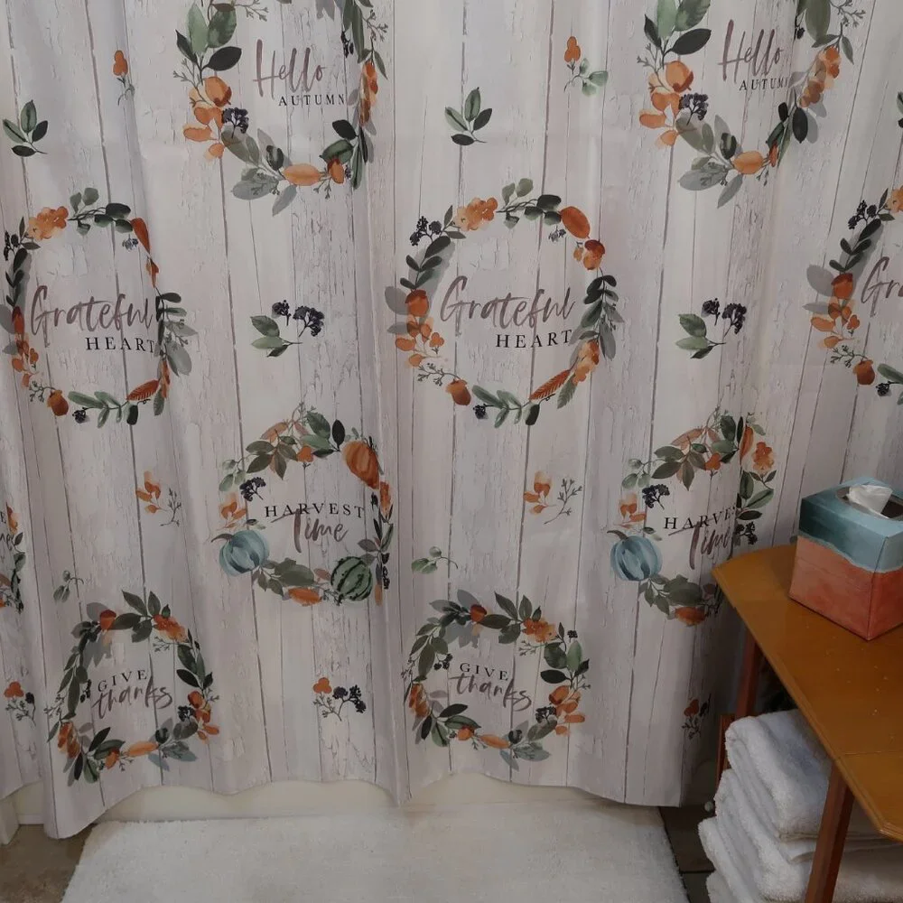 Nature's Bounty Welcome Fall Fabric Shower Curtain